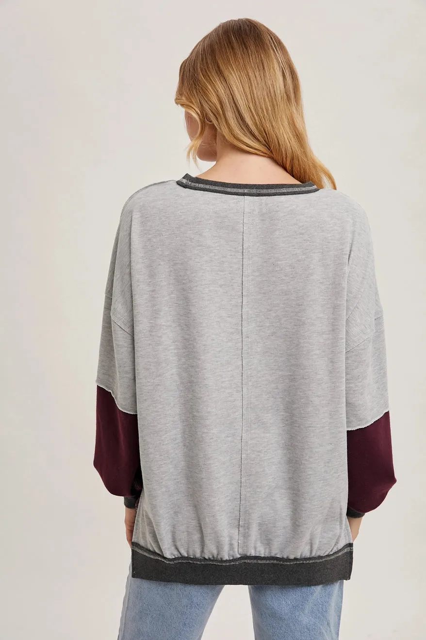 Color Block Knit Pullover