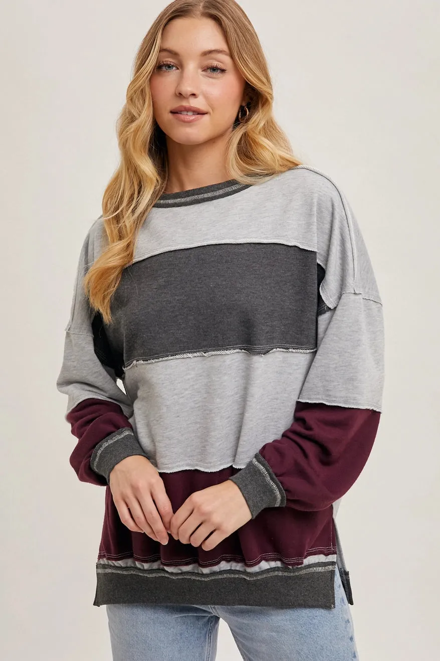 Color Block Knit Pullover