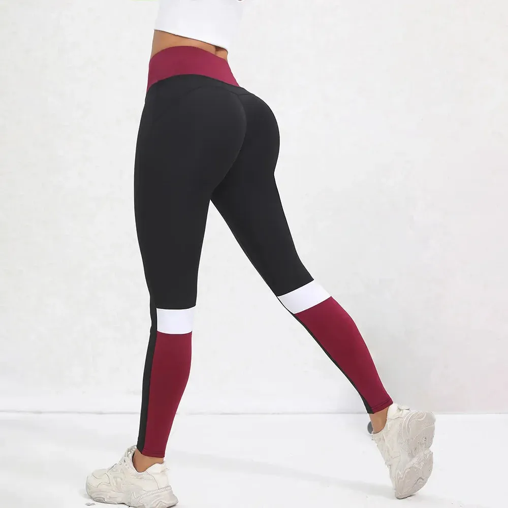 Color blocked Tummy Control Yoga Leggings for Women