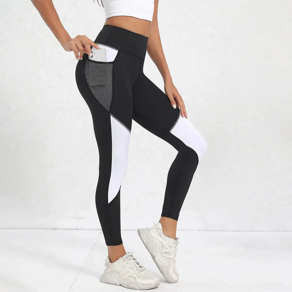 Color blocked Tummy Control Yoga Leggings for Women