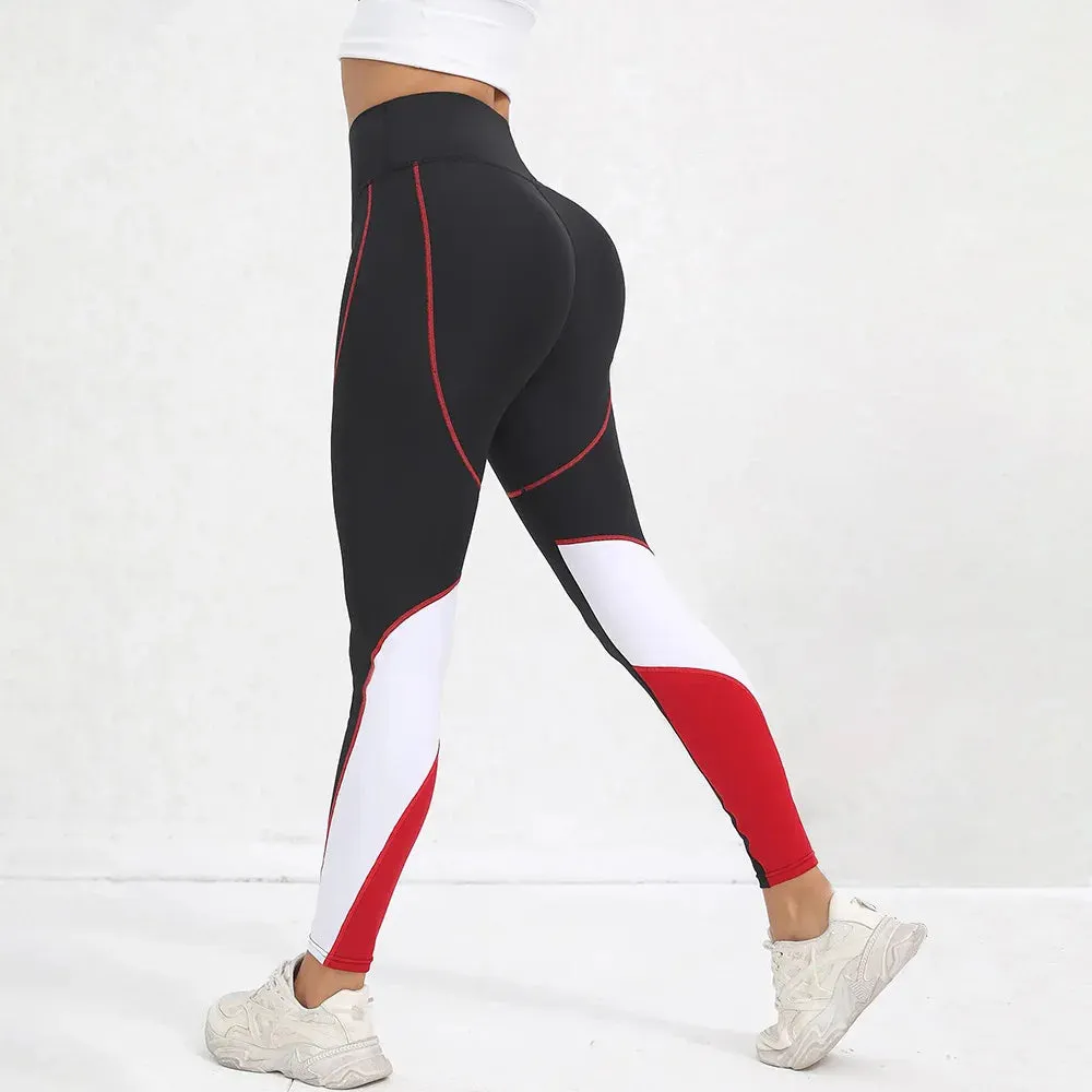Color blocked Tummy Control Yoga Leggings for Women