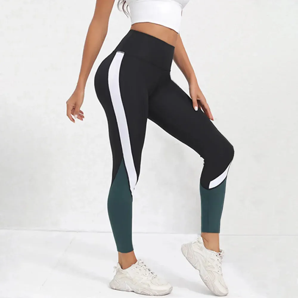Color blocked Tummy Control Yoga Leggings for Women