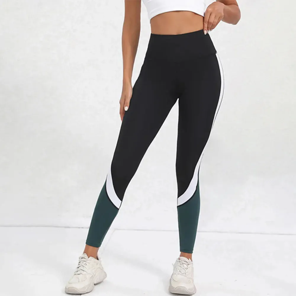 Color blocked Tummy Control Yoga Leggings for Women