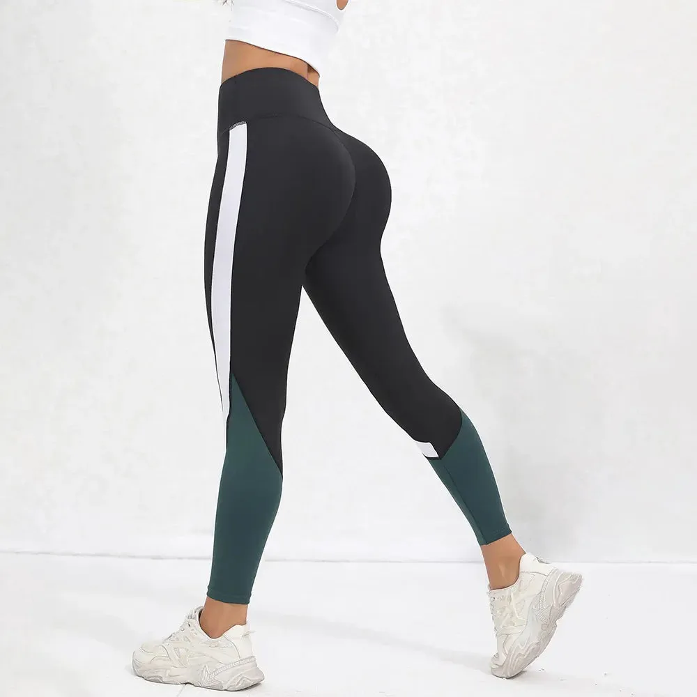 Color blocked Tummy Control Yoga Leggings for Women