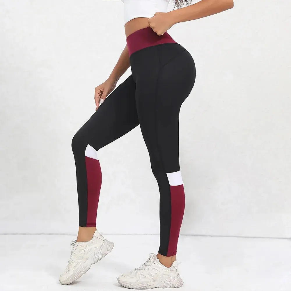 Color blocked Tummy Control Yoga Leggings for Women