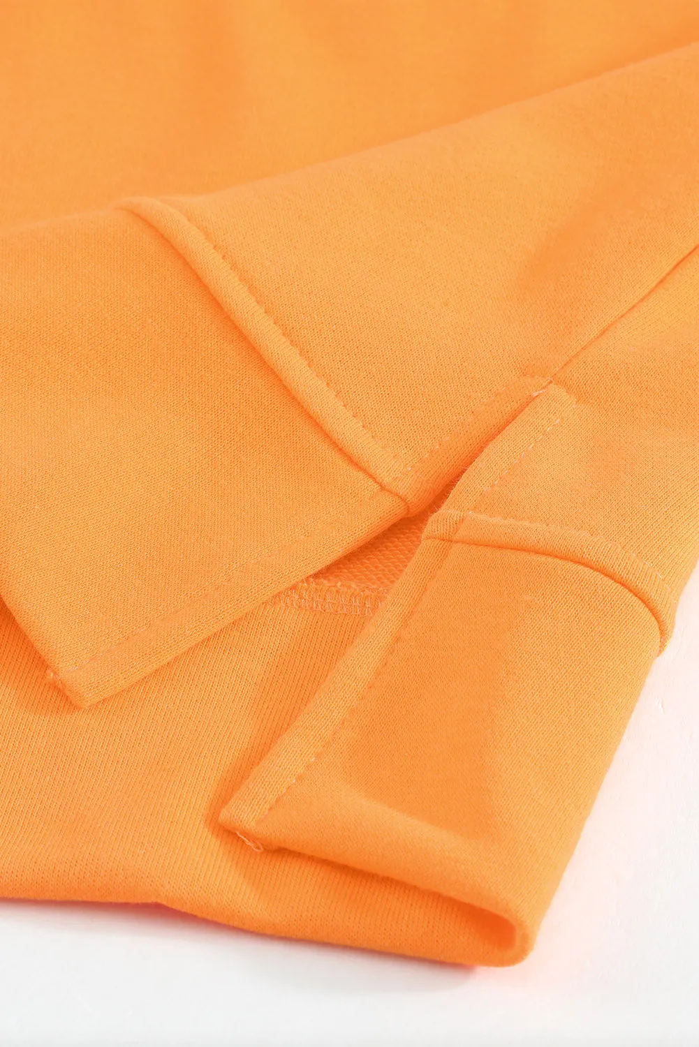 Colorblock Orange Contrast Stitching Sweatshirt with Slits