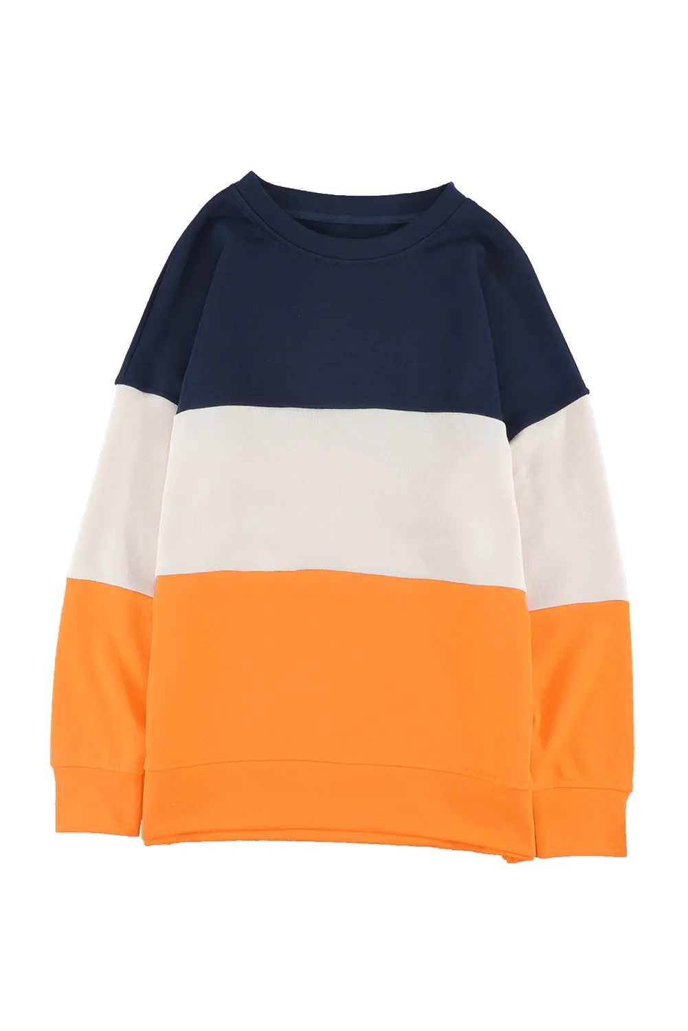 Colorblock Orange Contrast Stitching Sweatshirt with Slits