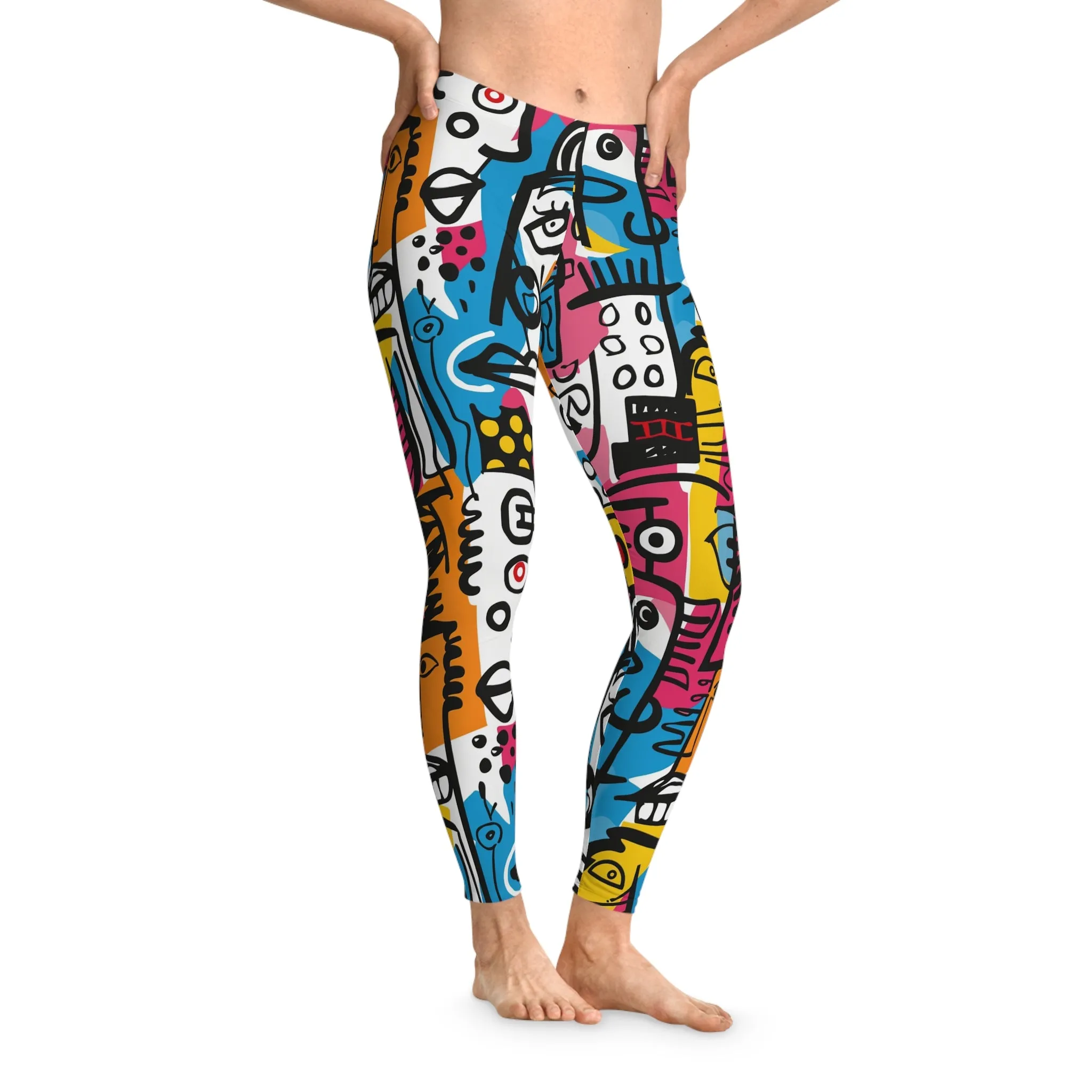 Colorful Abstract Stretchy Leggings for Active Wear & Relaxation