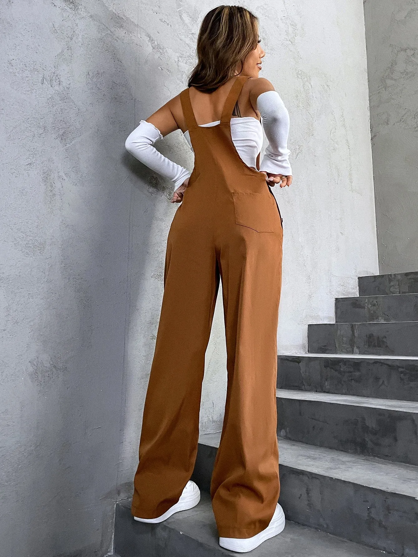 Coolane 1pc Flap Pocket Overall Jumpsuit