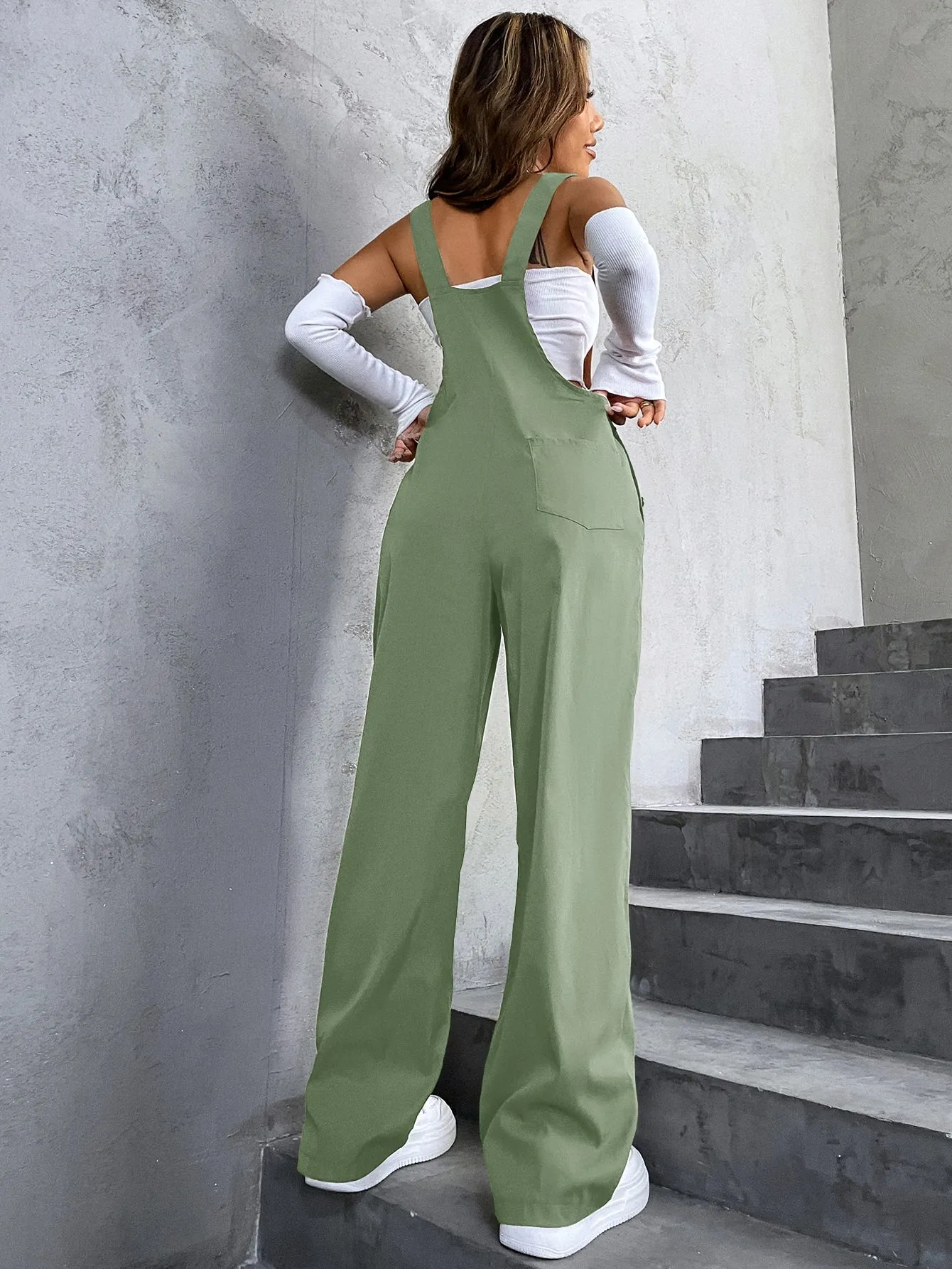 Coolane 1pc Flap Pocket Overall Jumpsuit