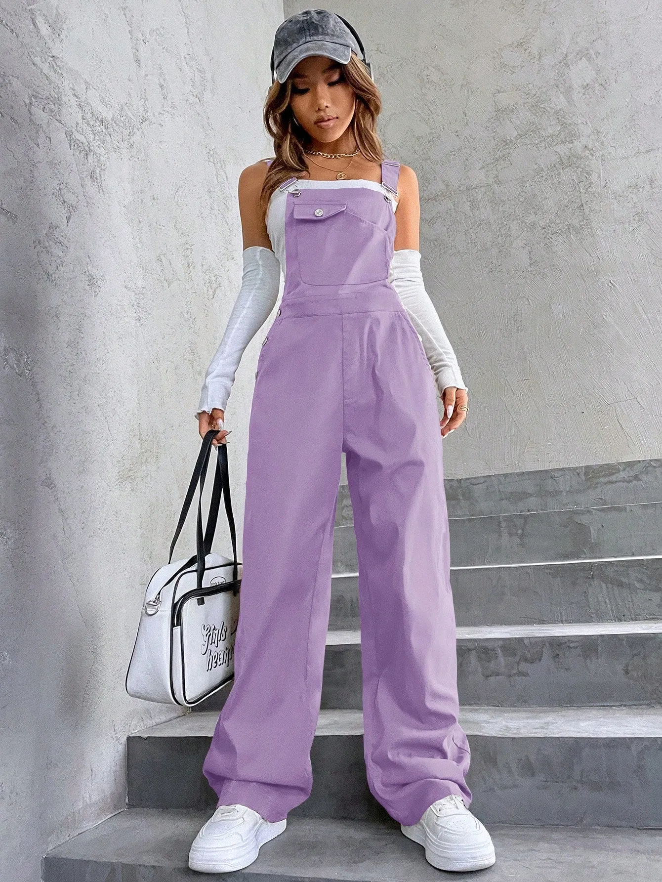 Coolane 1pc Flap Pocket Overall Jumpsuit