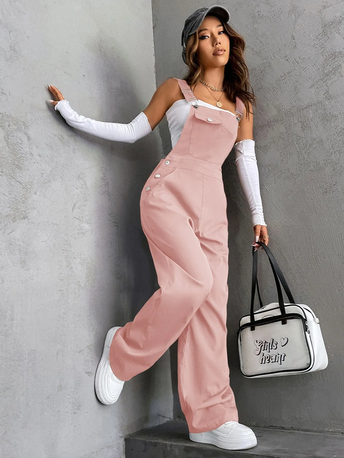 Coolane 1pc Flap Pocket Overall Jumpsuit