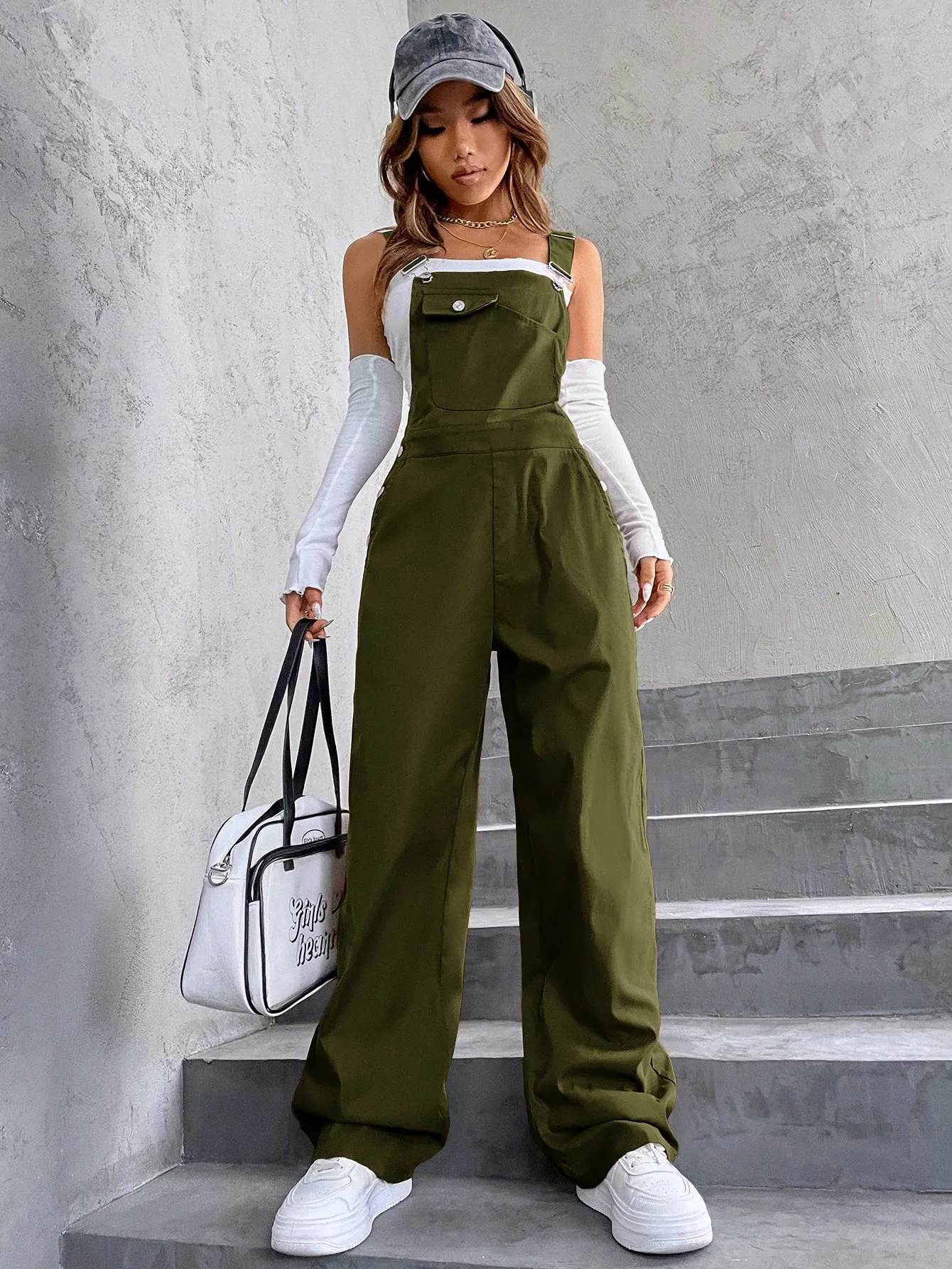 Coolane 1pc Flap Pocket Overall Jumpsuit