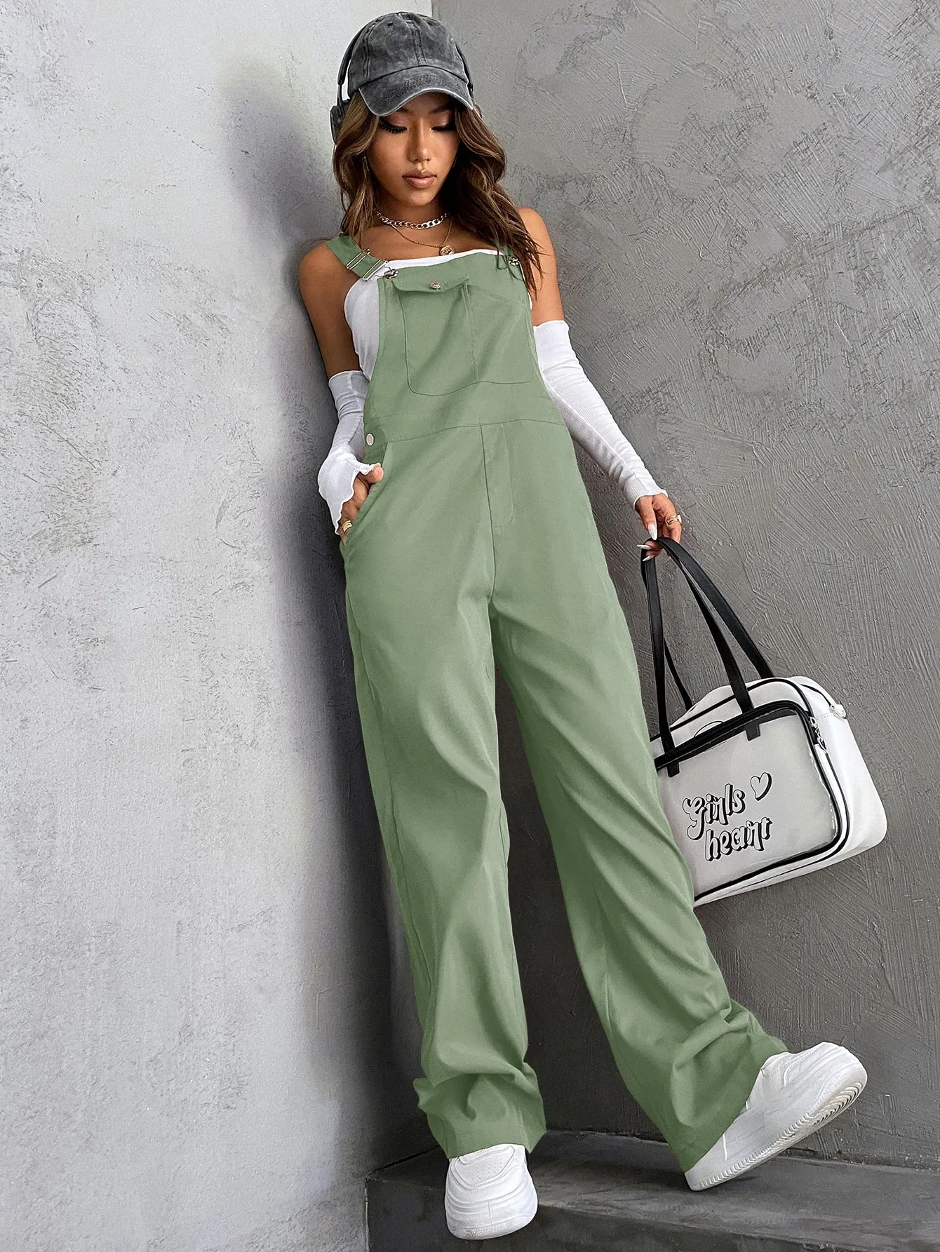 Coolane 1pc Flap Pocket Overall Jumpsuit