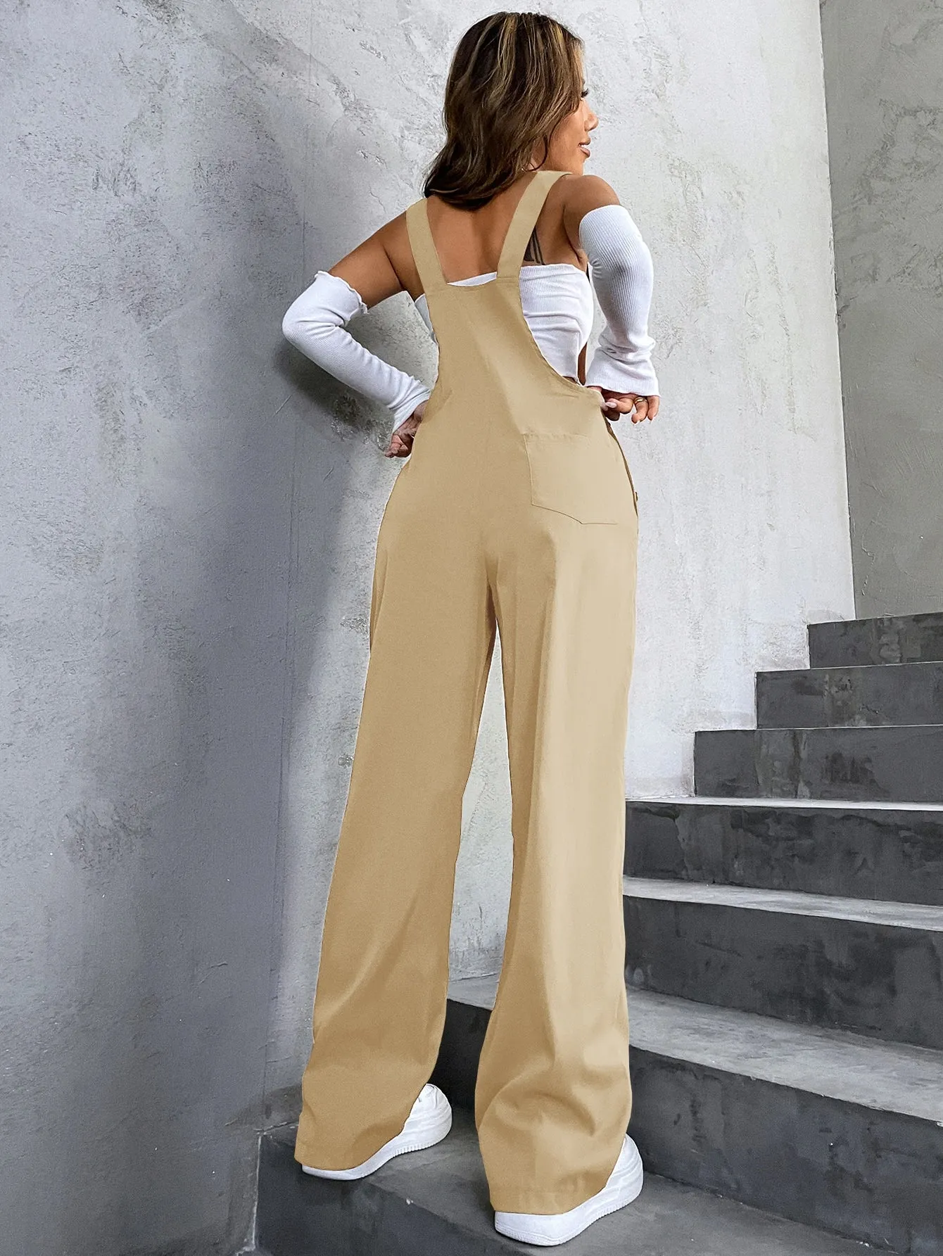 Coolane 1pc Flap Pocket Overall Jumpsuit