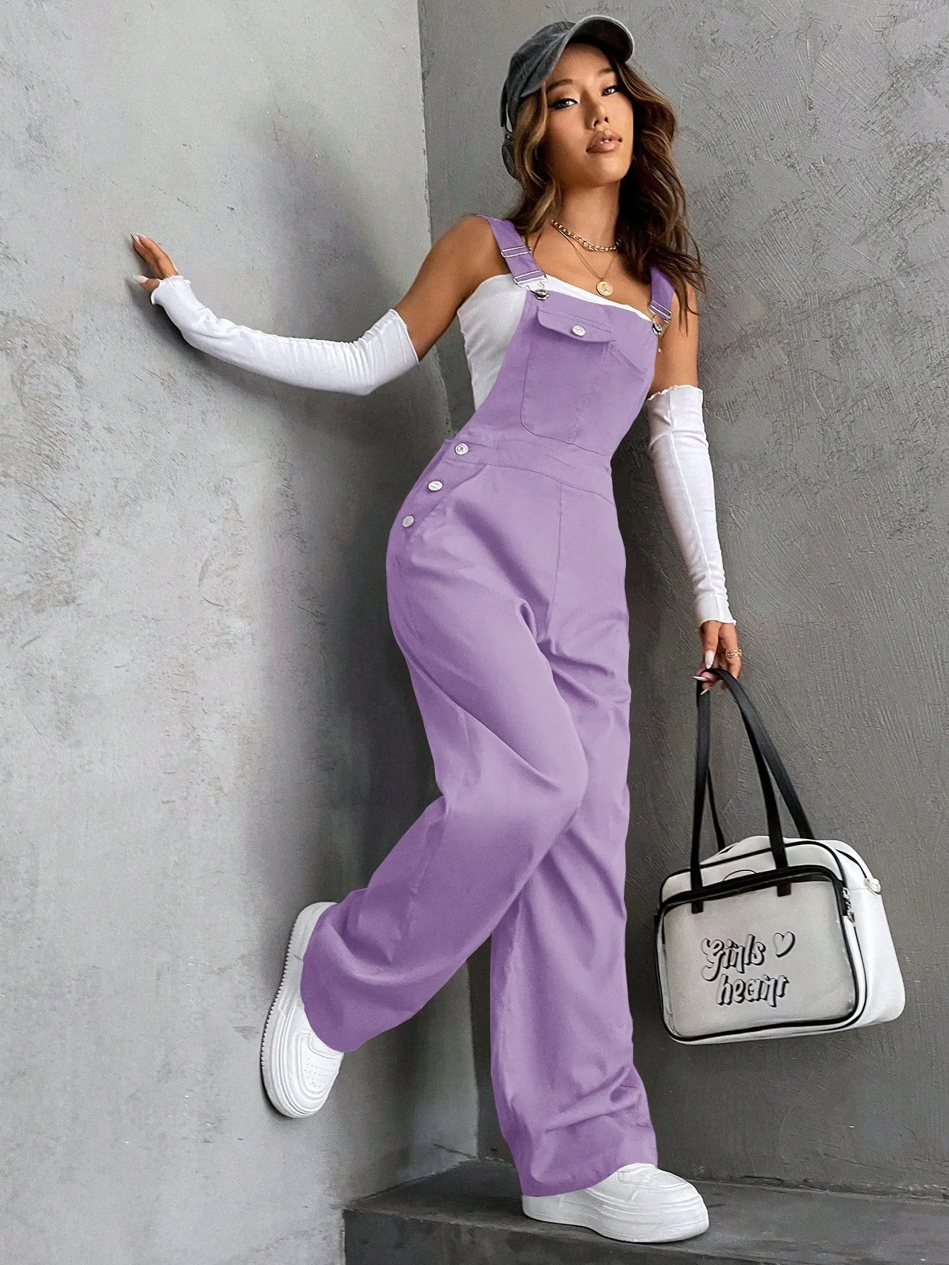 Coolane 1pc Flap Pocket Overall Jumpsuit