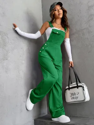 Coolane 1pc Flap Pocket Overall Jumpsuit