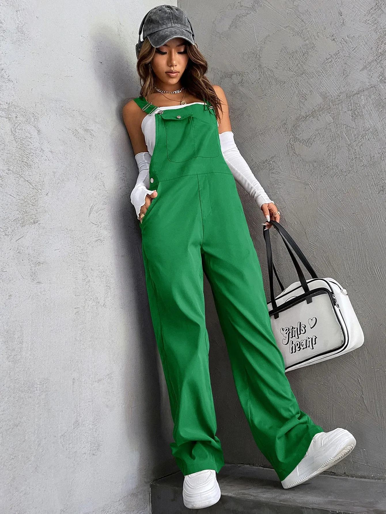 Coolane 1pc Flap Pocket Overall Jumpsuit