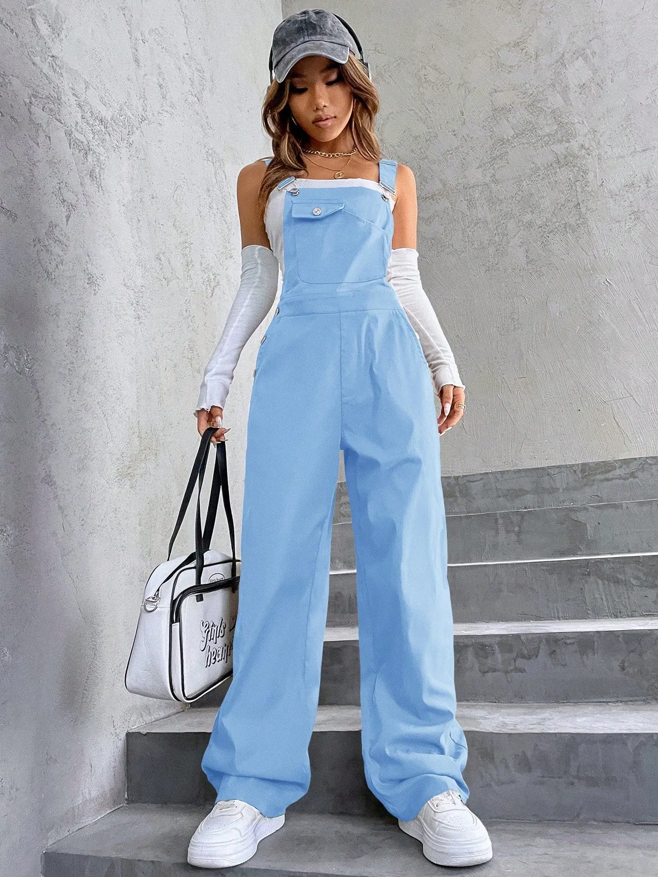 Coolane 1pc Flap Pocket Overall Jumpsuit
