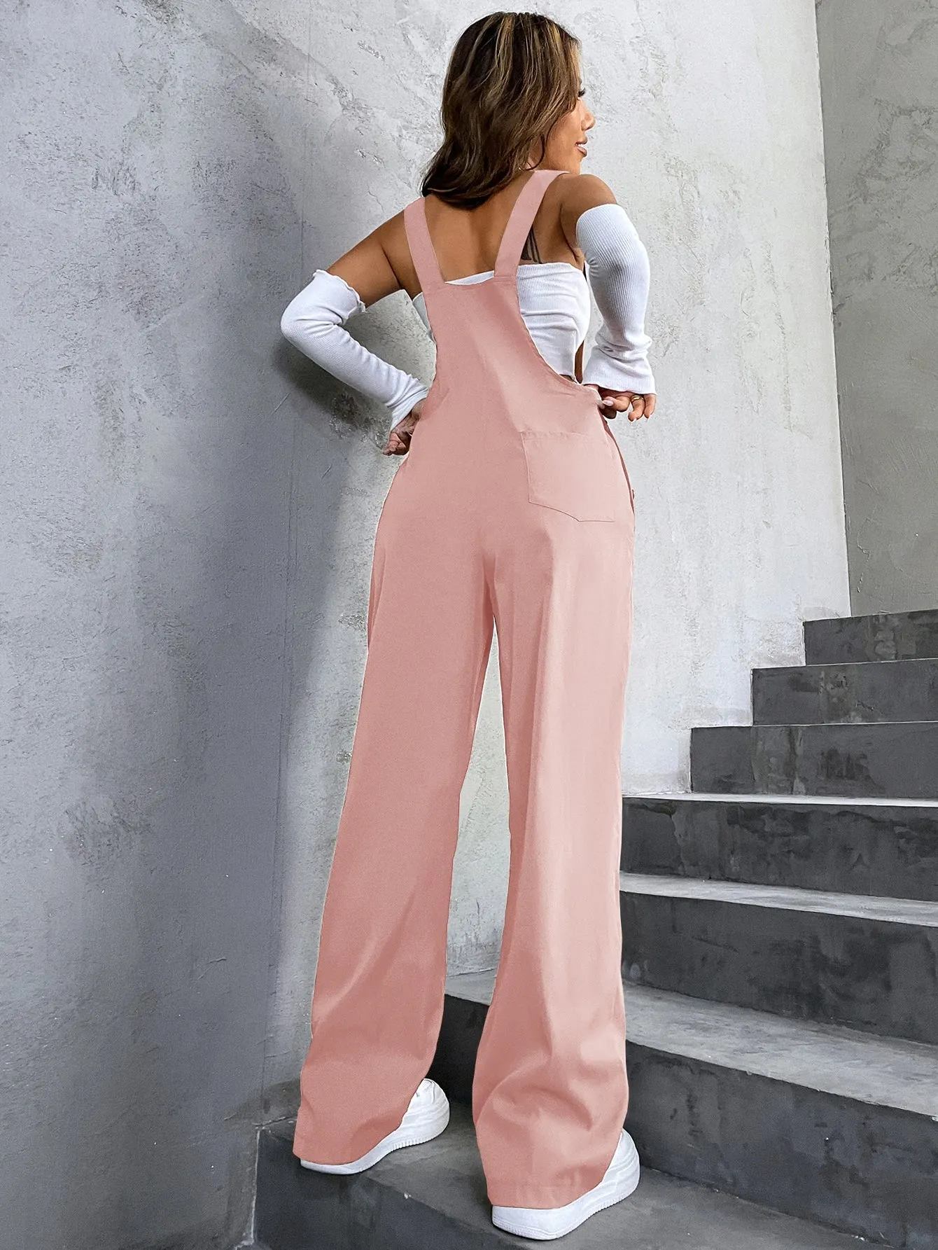 Coolane 1pc Flap Pocket Overall Jumpsuit