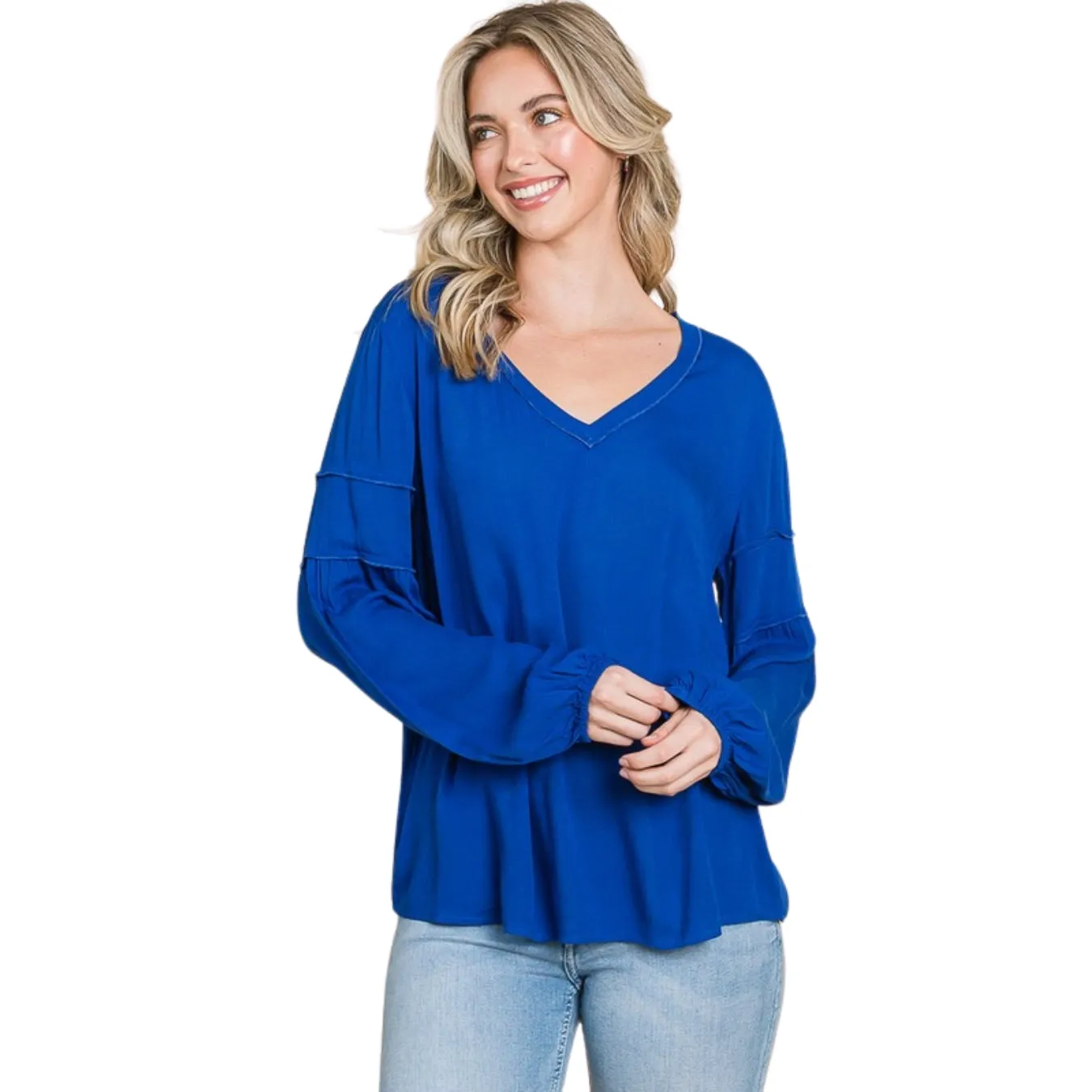 Culture Code Sunkist Orange Bohemia Blouse Long Sleeve Top CWT1461