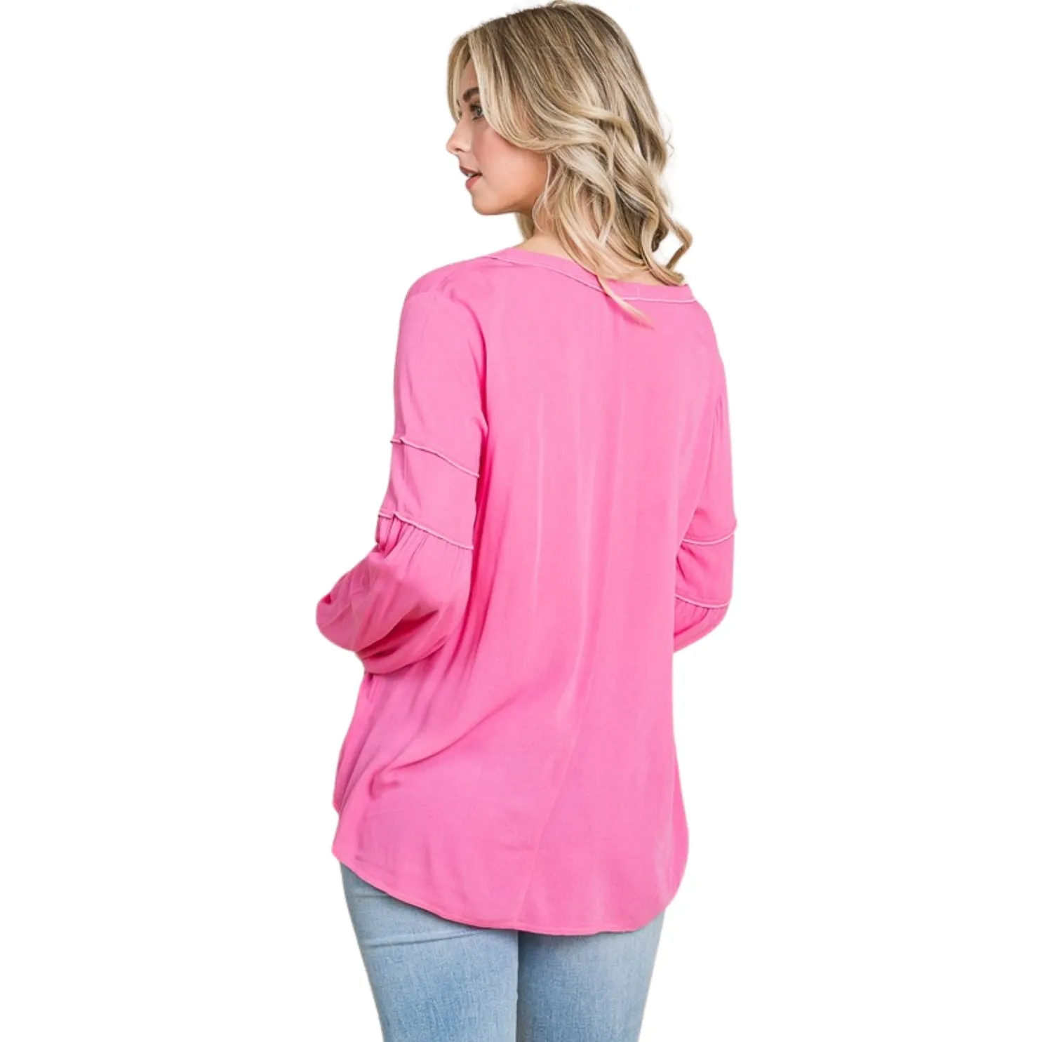 Culture Code Sunkist Orange Bohemia Blouse Long Sleeve Top CWT1461