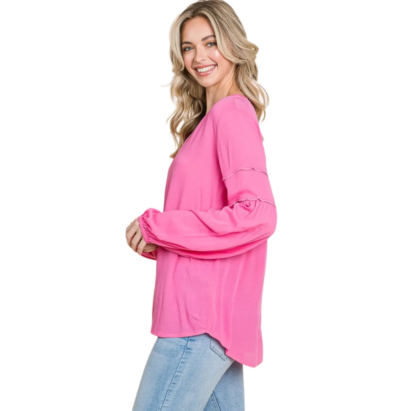 Culture Code Sunkist Orange Bohemia Blouse Long Sleeve Top CWT1461