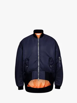 CURVED HEM OVERSIZED BOMBER JACKET