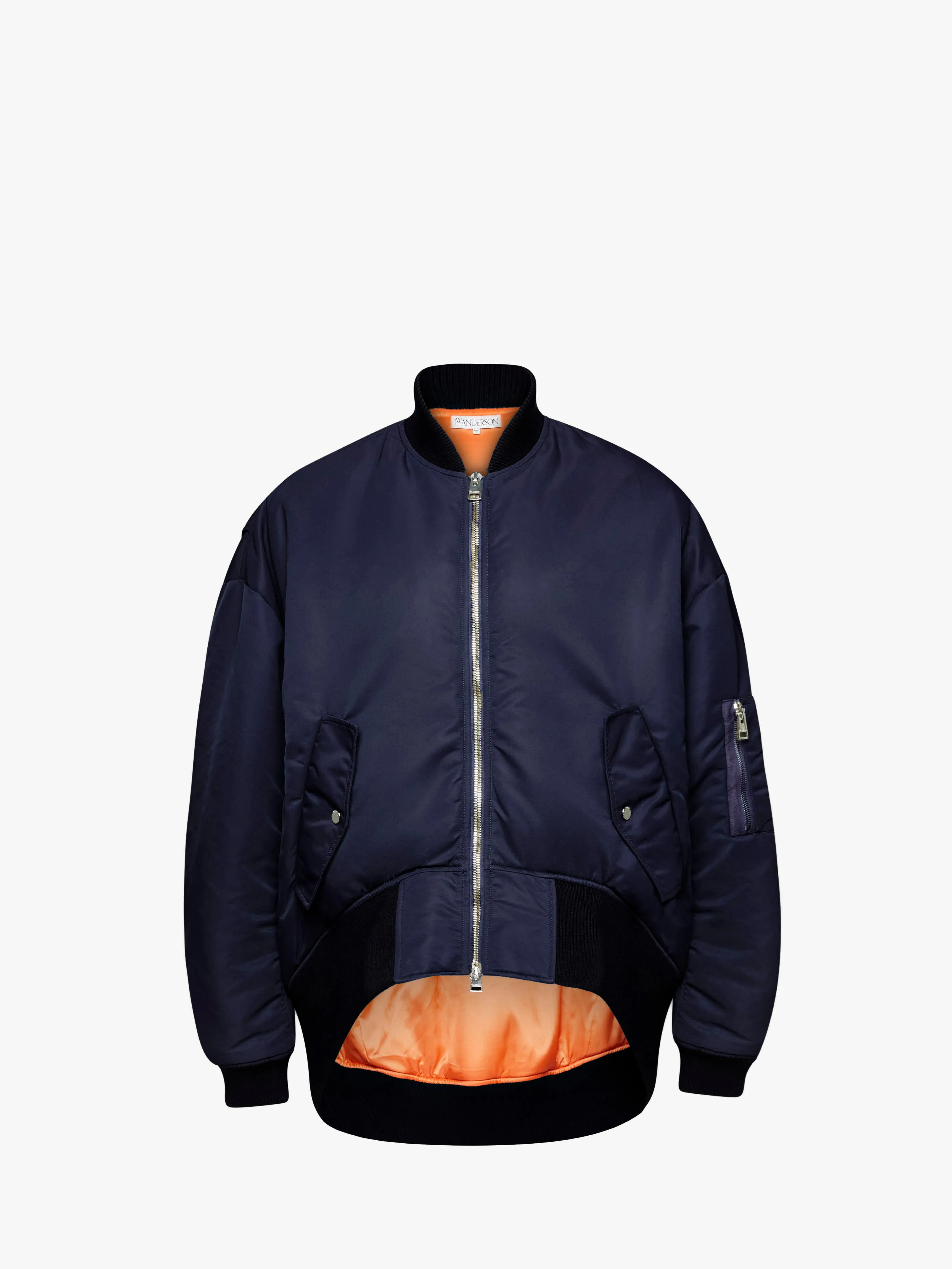 CURVED HEM OVERSIZED BOMBER JACKET