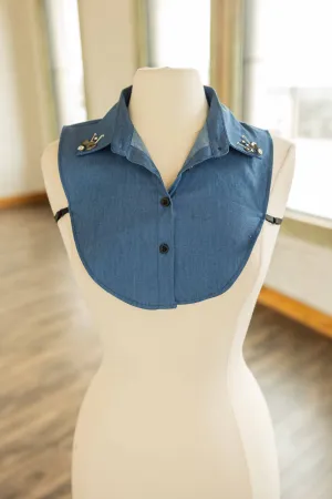 DARK DENIM JEWELED FALSE COLLAR