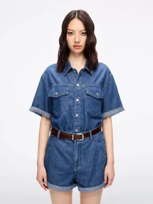 Denim Jumpsuit with Belt