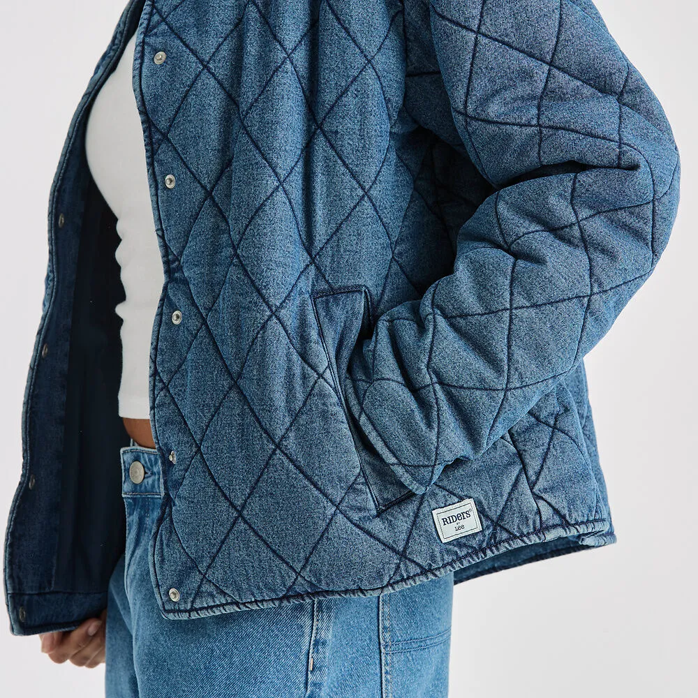 Denim Quilted Bomber - Blue Haze
