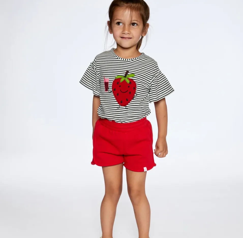 Deux Par Deux Top with Flounce Sleeve Stripe