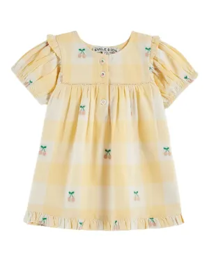 Dress Baby Girl Gingham Cerises - قصيرة