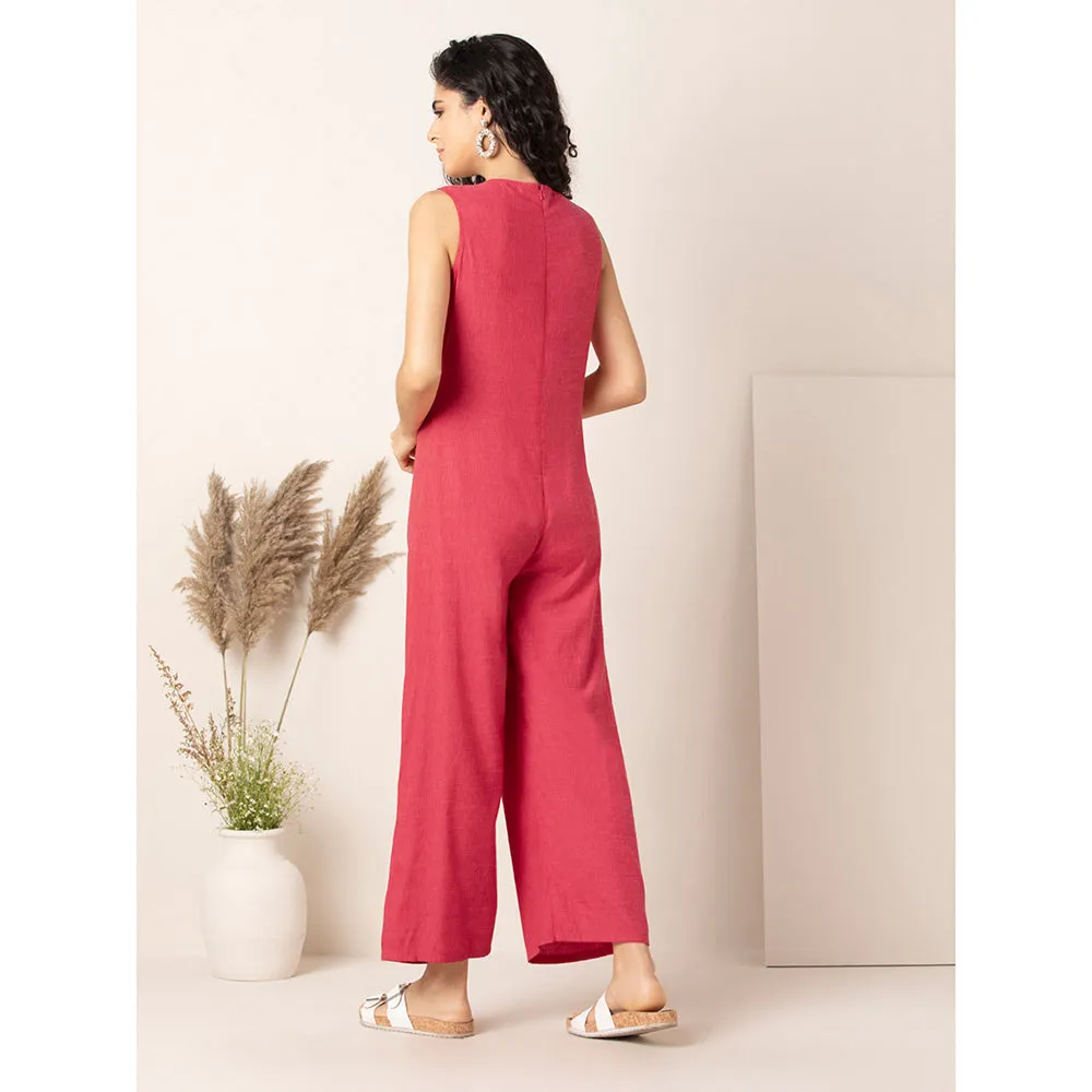 Earthen BY INDYA Fuchsia Pink Knotted Jumpsuit