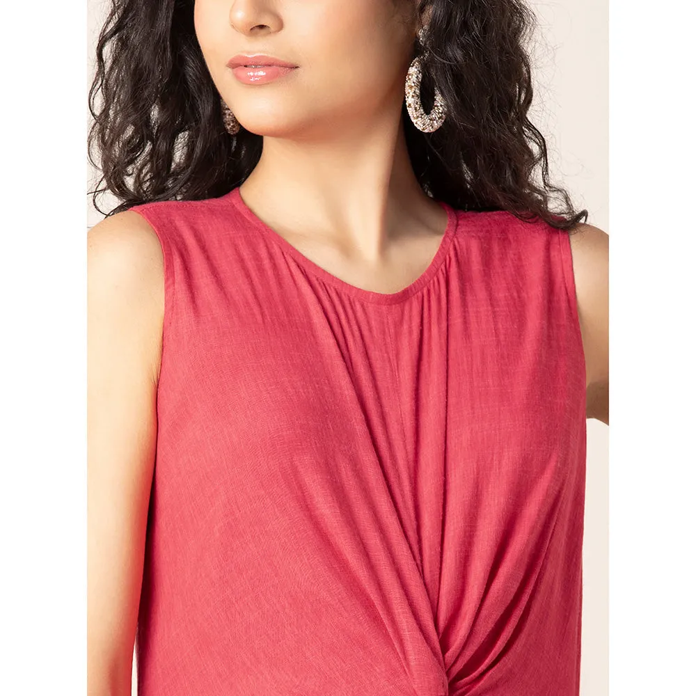 Earthen BY INDYA Fuchsia Pink Knotted Jumpsuit