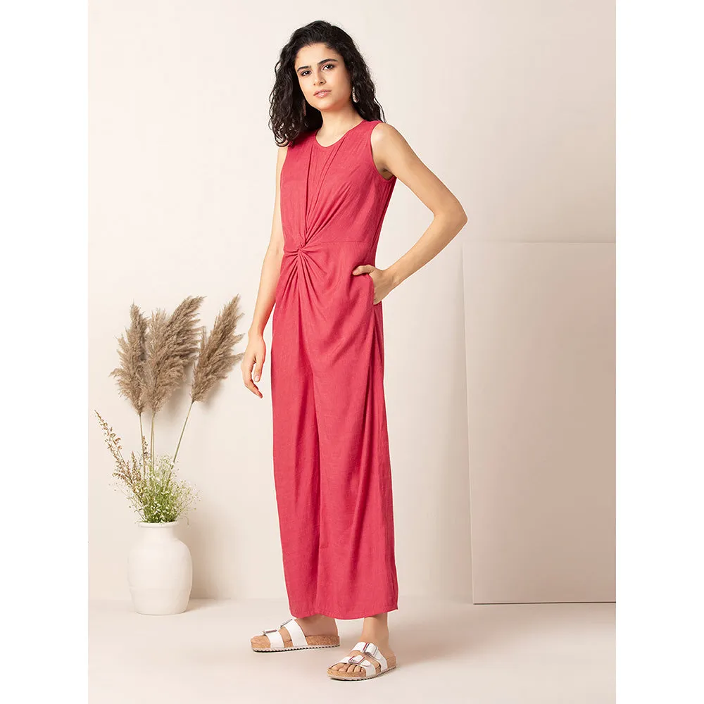 Earthen BY INDYA Fuchsia Pink Knotted Jumpsuit