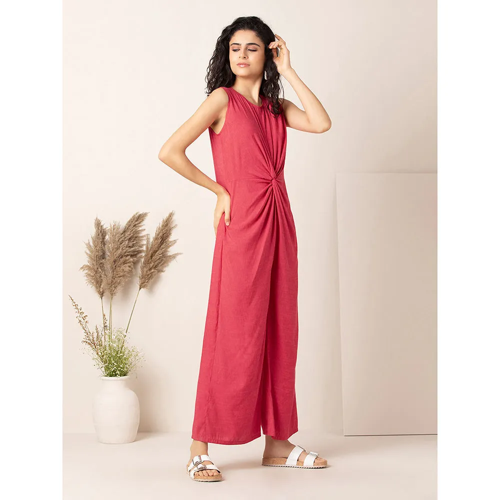 Earthen BY INDYA Fuchsia Pink Knotted Jumpsuit