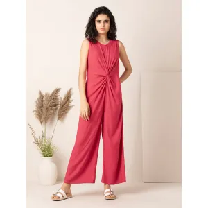 Earthen BY INDYA Fuchsia Pink Knotted Jumpsuit