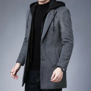 Elegant Men's Wool Trench Coat for Autumn and Winter