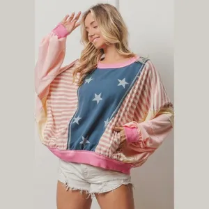 'Elliana' Stars and Stripes Long Sleeve Top