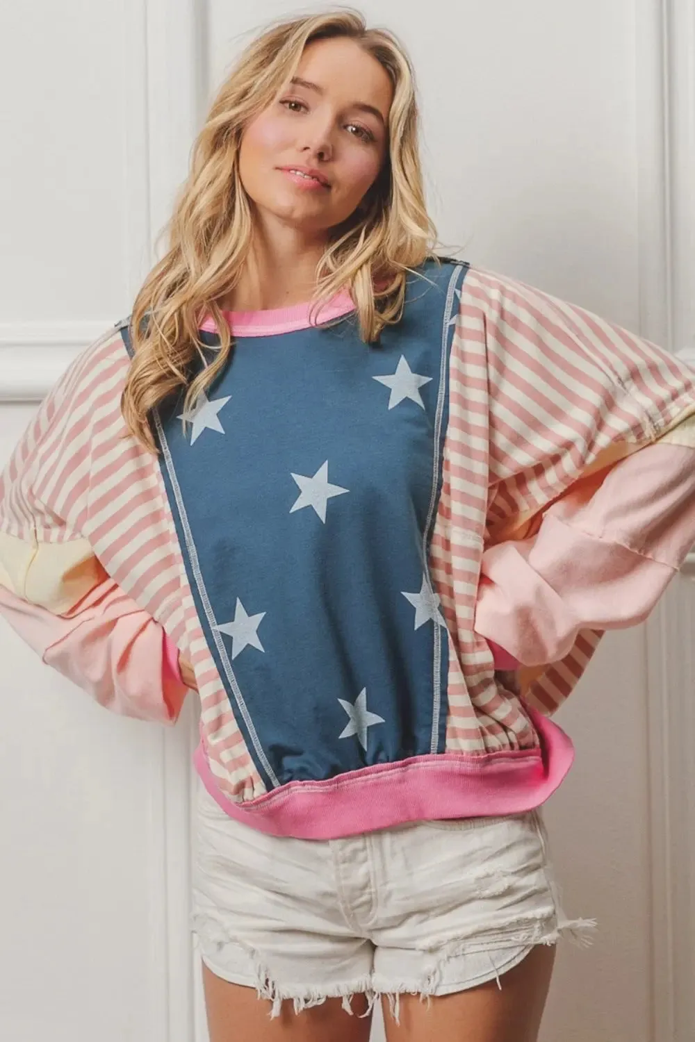 'Elliana' Stars and Stripes Long Sleeve Top