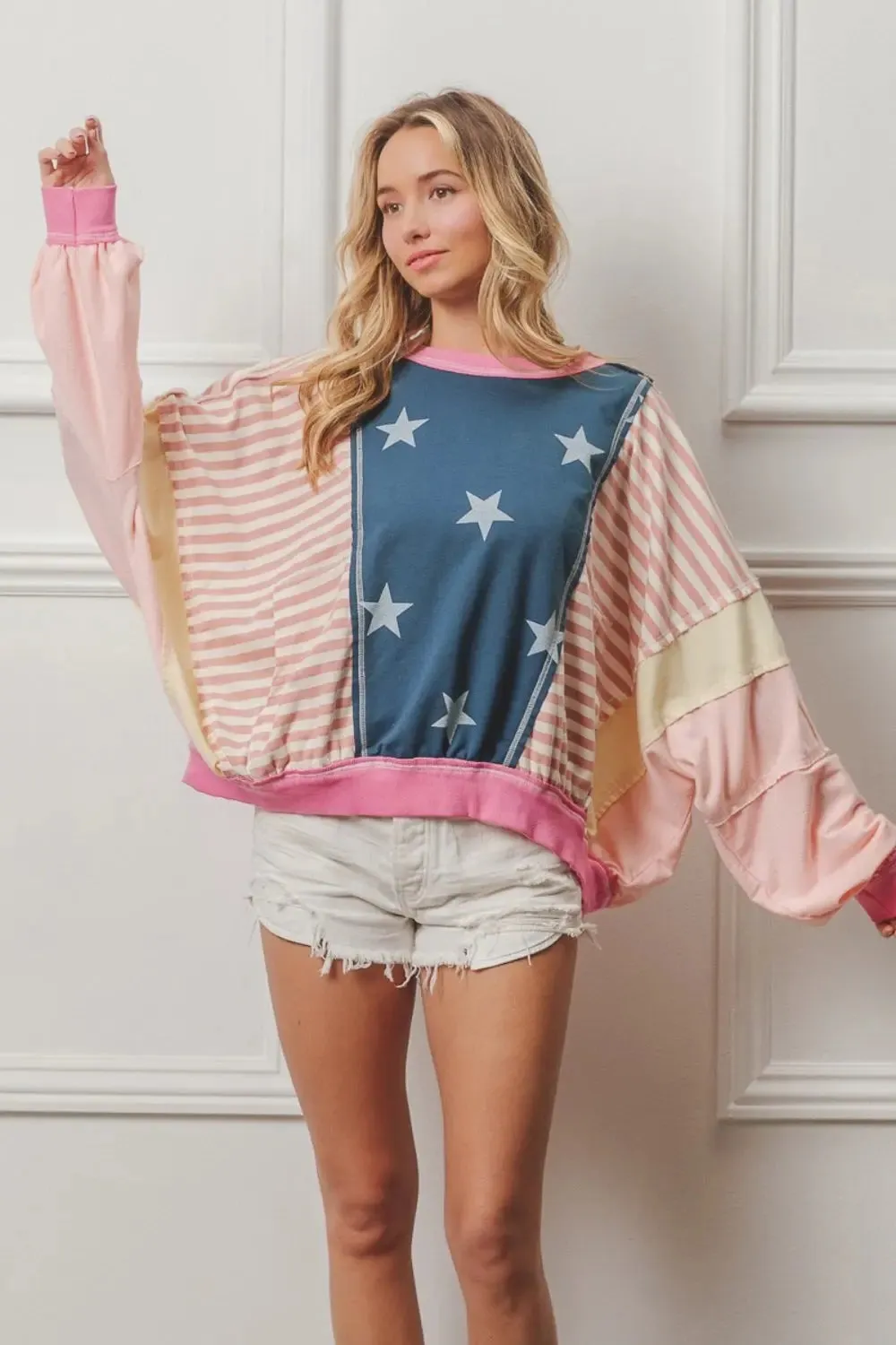 'Elliana' Stars and Stripes Long Sleeve Top