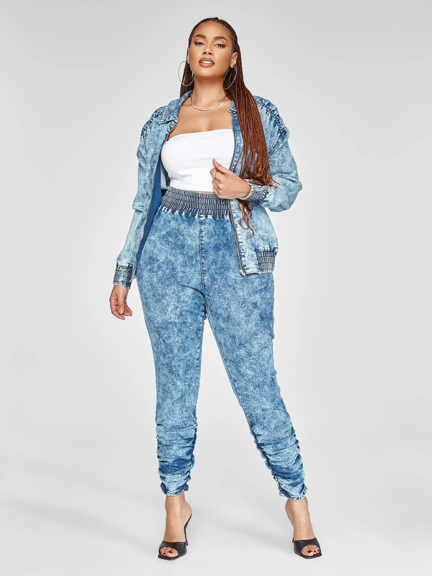 Fashion To Figure - Elissa Acid Wash Denim Jacket