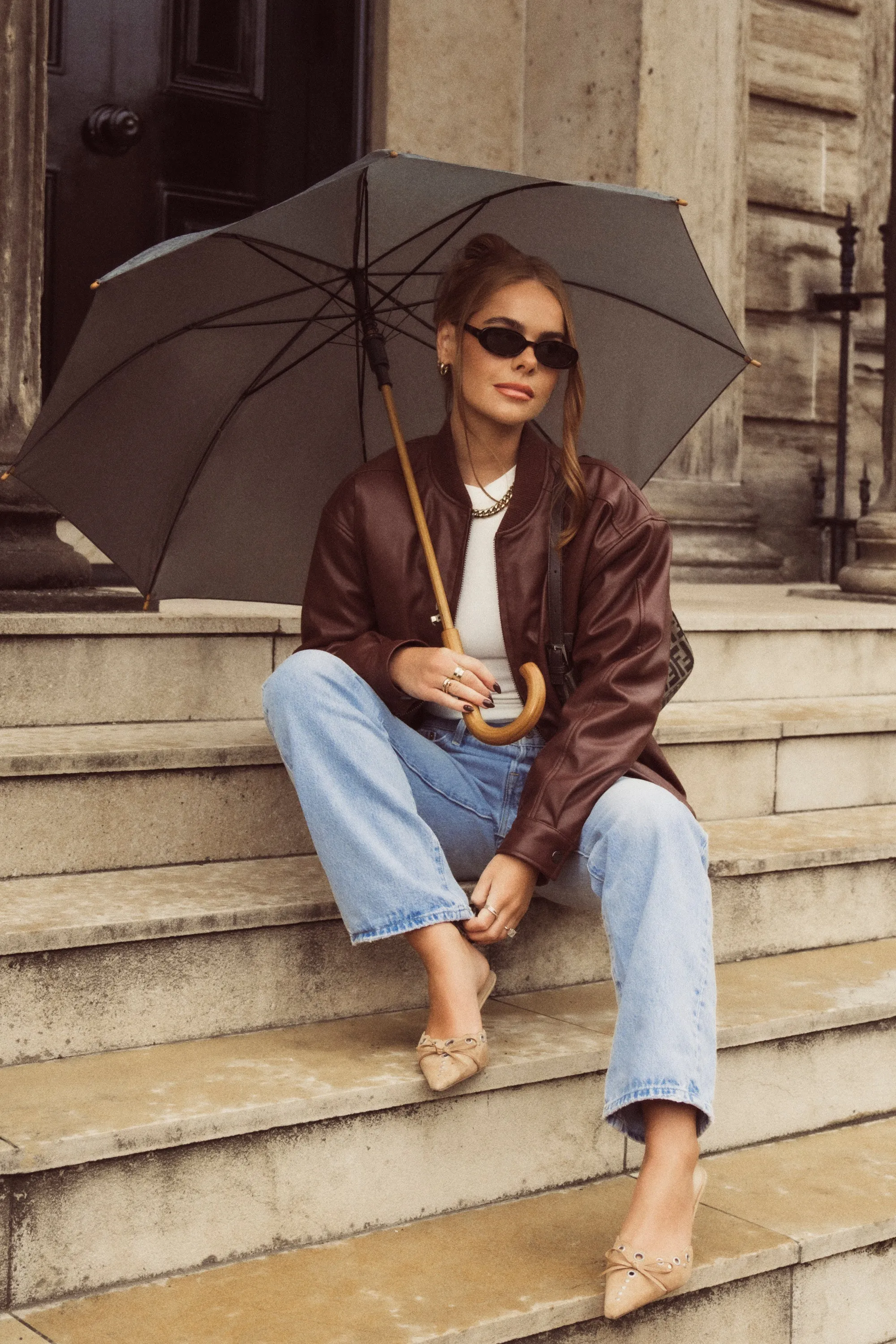 Faux Leather Jacket in Brown