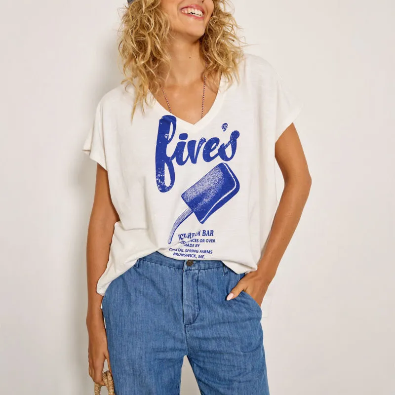 FIVE Tee Shirt in Blue/Meringue