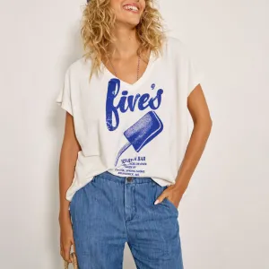 FIVE Tee Shirt in Blue/Meringue
