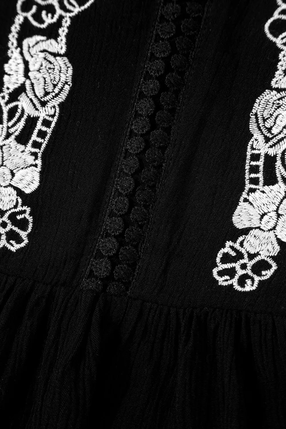 Floral Ruffled Hem Embroidery Cami
