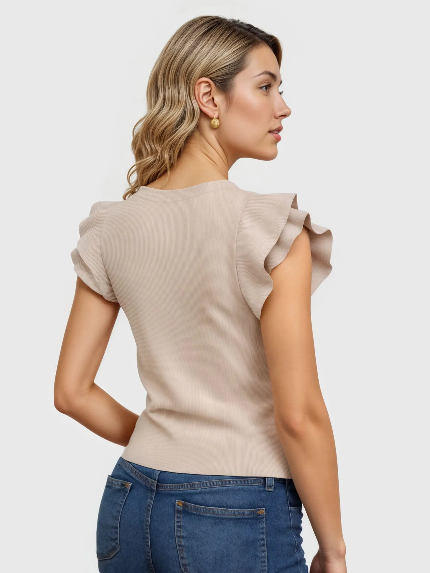 Flutter Sleeve Knit Top