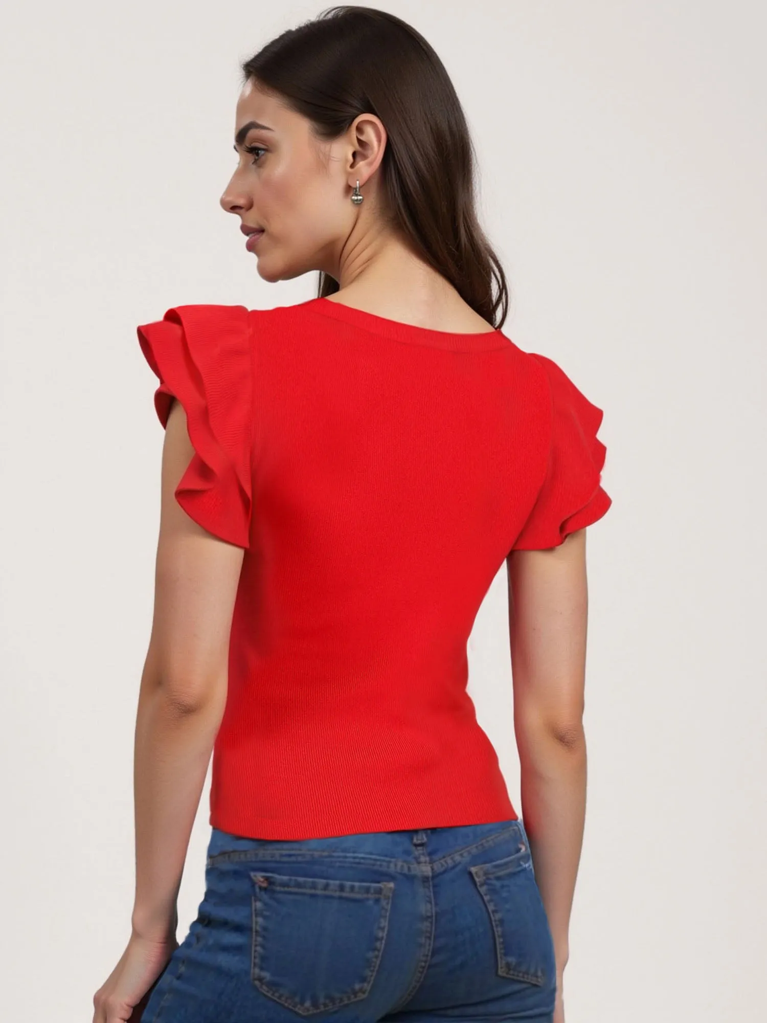 Flutter Sleeve Knit Top